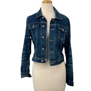 Tommy Hilfiger‎ Jeans Womens Distressed Cropped Trucker Denim Jacket Size M READ